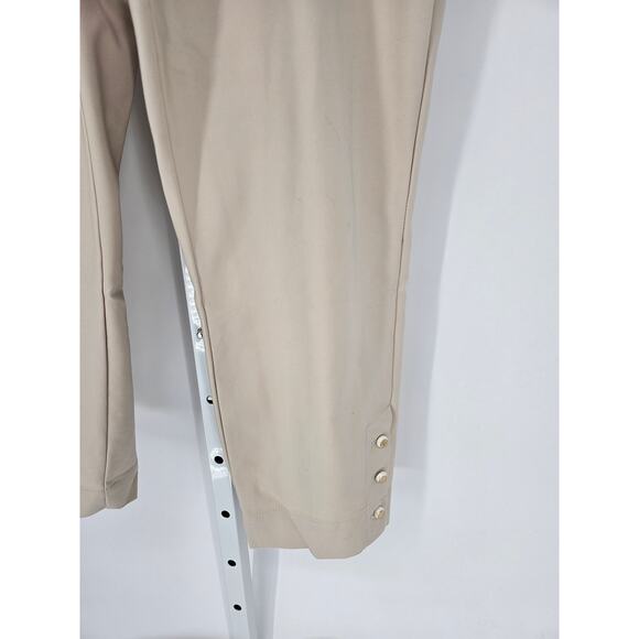 Anne Klein Women's Tan Mid Rise Button Closer Slim Leg pockets Pants Size 16 - Picture 2 of 5